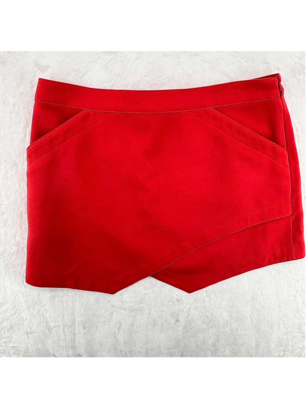 BCBG Max Azria Beckett Mini Skirt Orange Poppy Asymmetric Tennis Preppy Twee Med